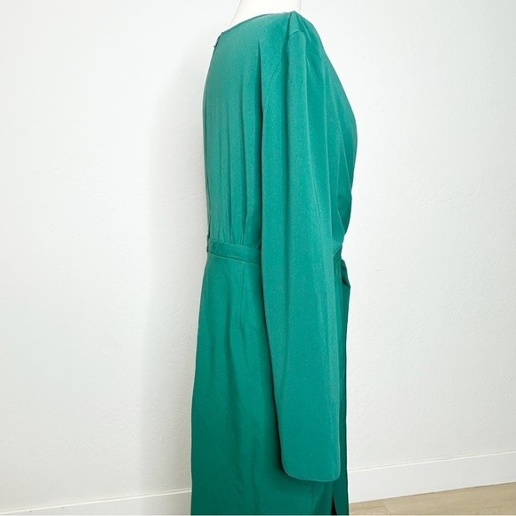 ASOS Design Long Sleeves Plunge Pleat Front Midi Dress in Dark Green NWT | 14 - Picture 7 of 16